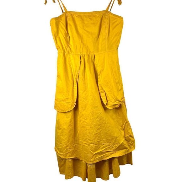 POINT SUR 100% Cotton Tie-shoulder Dress in Yellow Size 2 - Picture 9 of 14